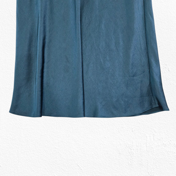 Madewell Green Teal Satin Midi Slip Skirt Size 4 Holiday Party Christmas Chic - Picture 4 of 8